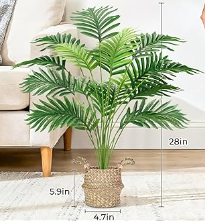 Faux Hand-Woven Potted Palm Tree 28"