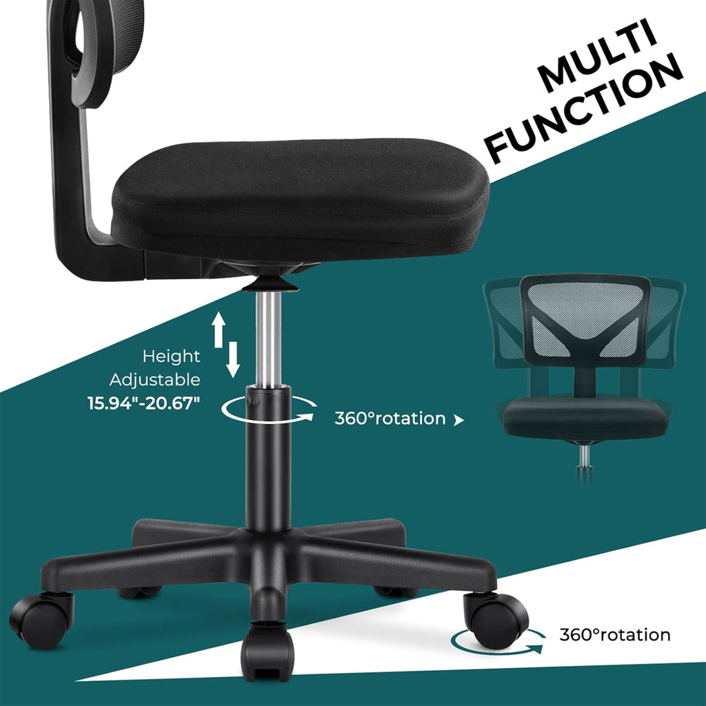 Armless Ergonomic Adjustable Rolling Chair
