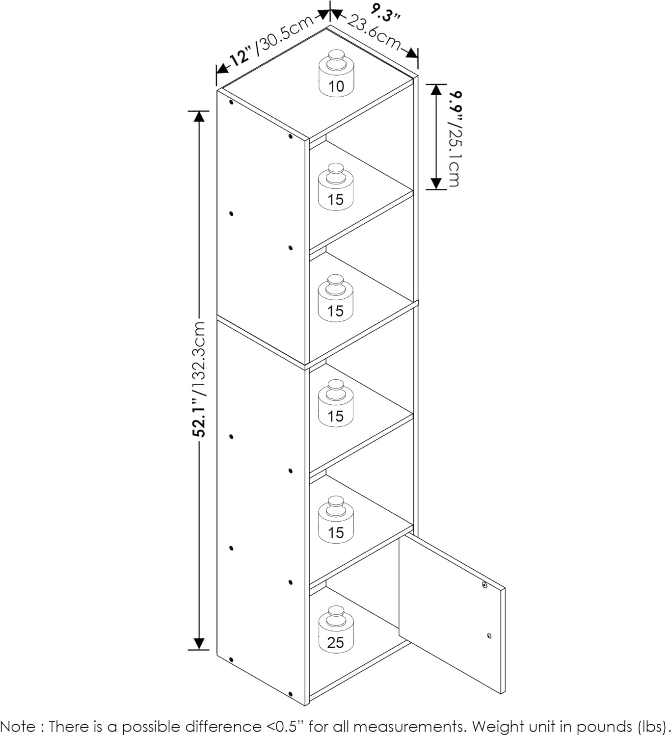 5-Tier Bookshelf