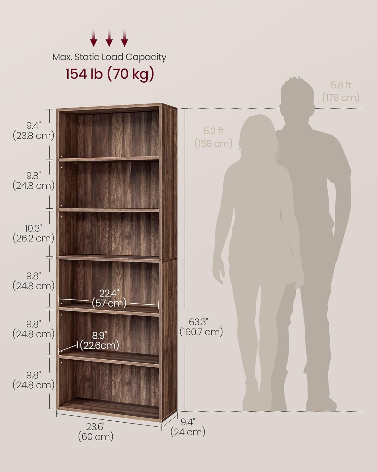 6-Tier Bookshelf