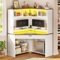 LED/Power Corner Desk with Hutch