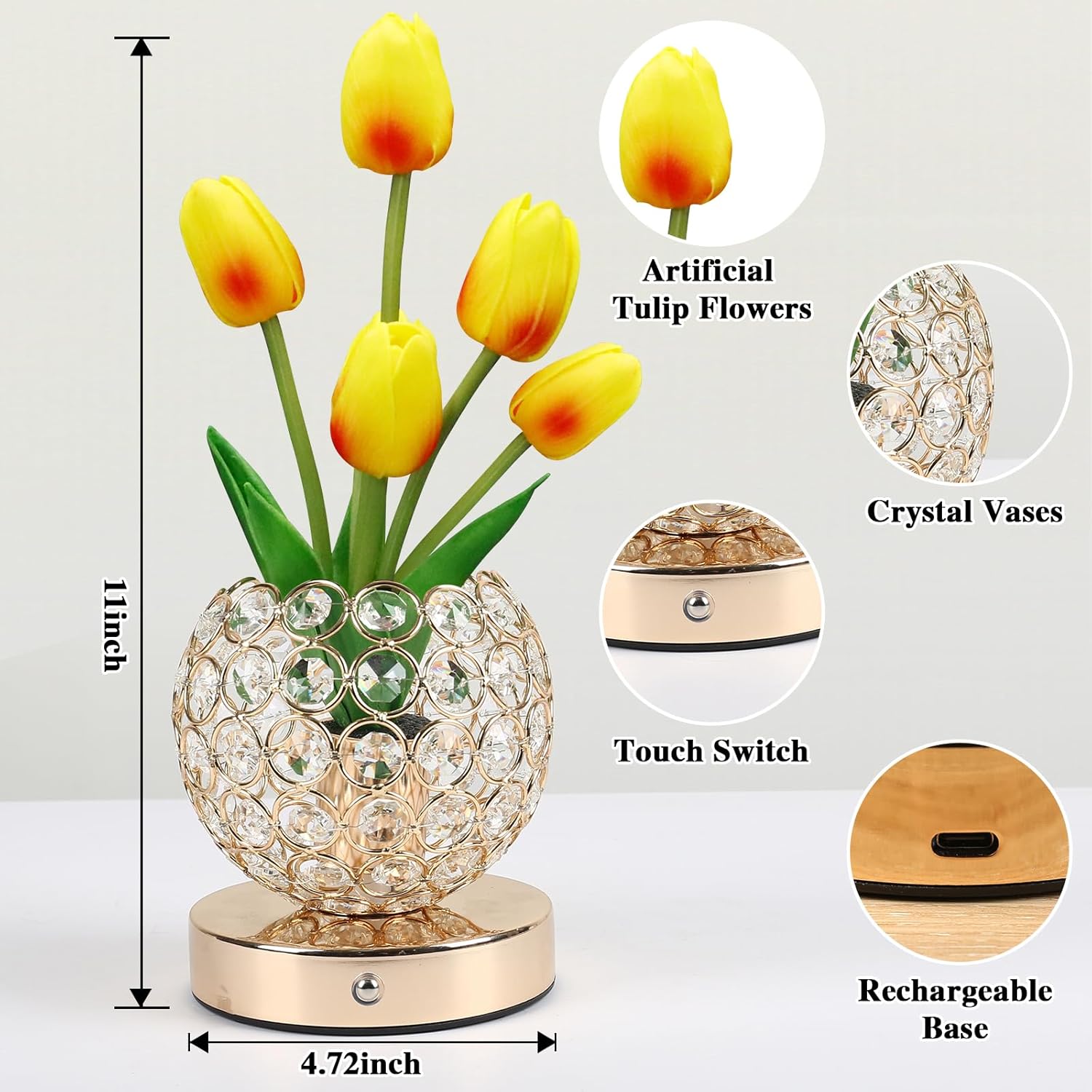 Tulip Flower Crystal Lamp