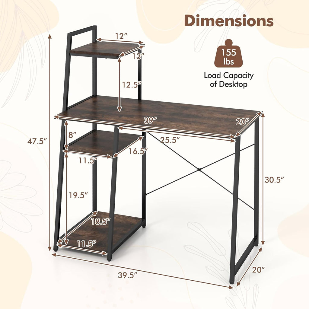 47.5” Desk with Shelf
