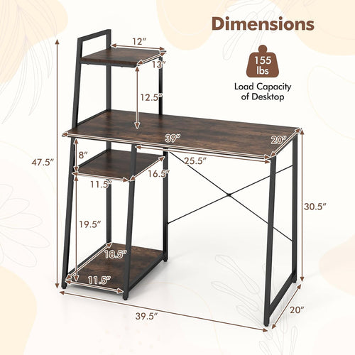 47.5” Desk with Shelf