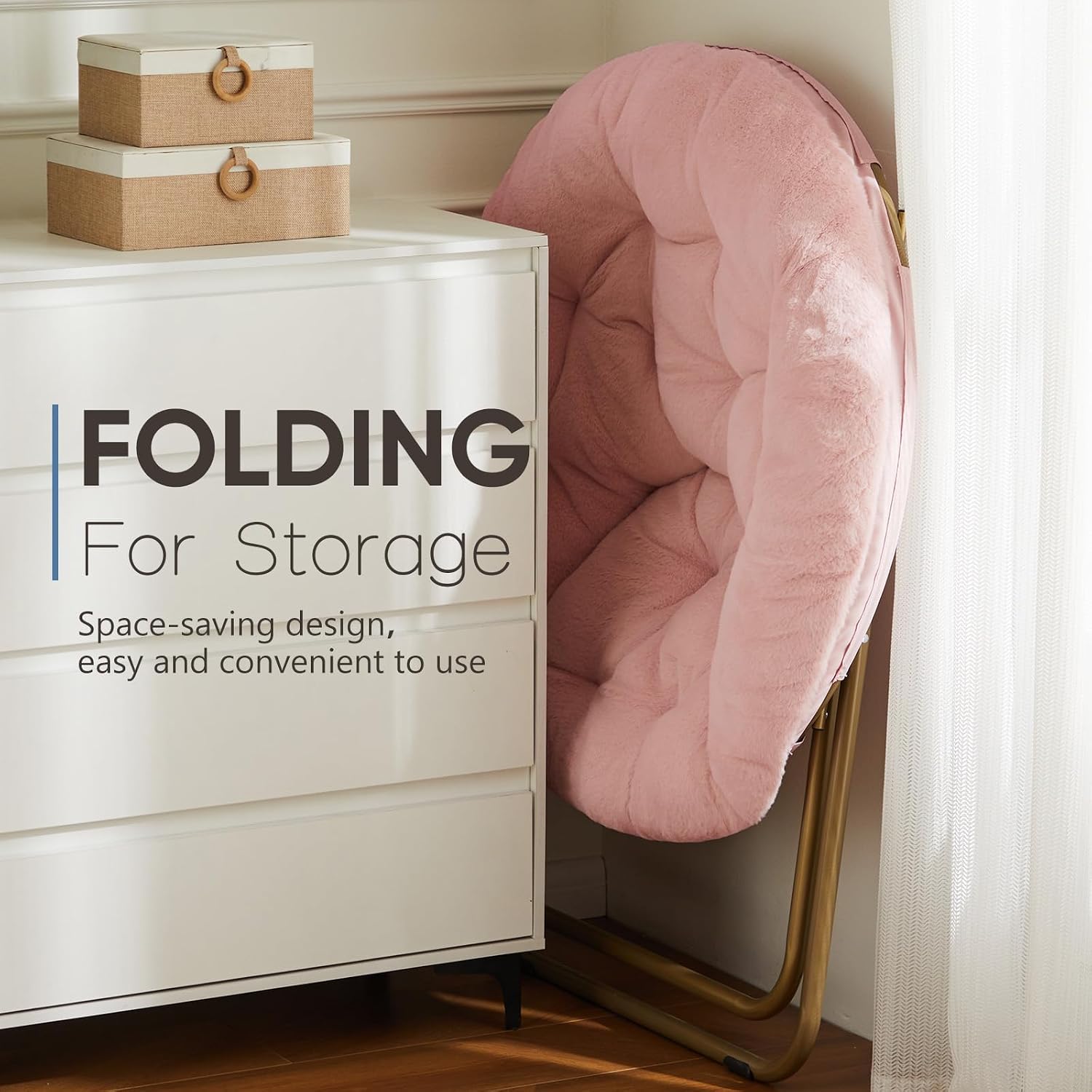 Oversized Faux Fur Foldable Accent Chair