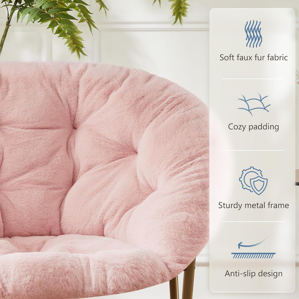 Oversized Faux Fur Foldable Accent Chair