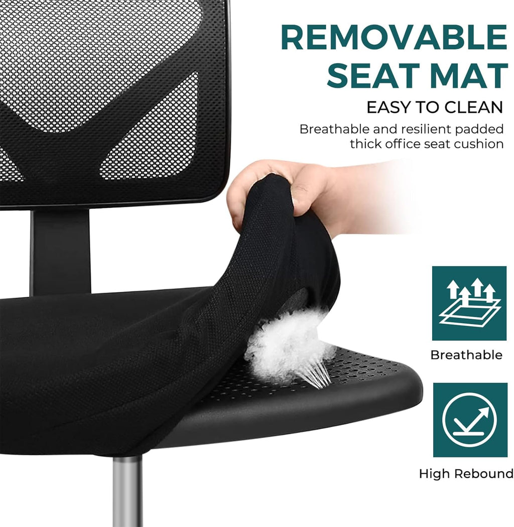 Armless Ergonomic Adjustable Rolling Chair
