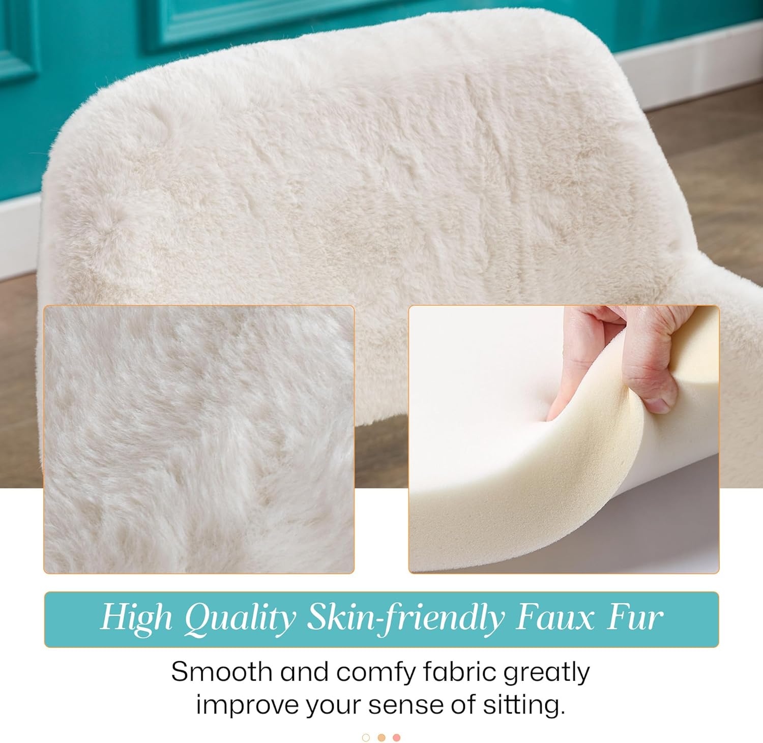 Faux Fur Accent/Office chair (No Wheels)