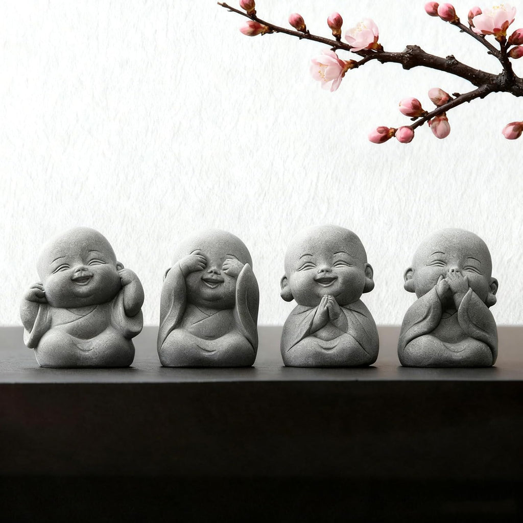 4-Piece Baby Buddha Statue Set