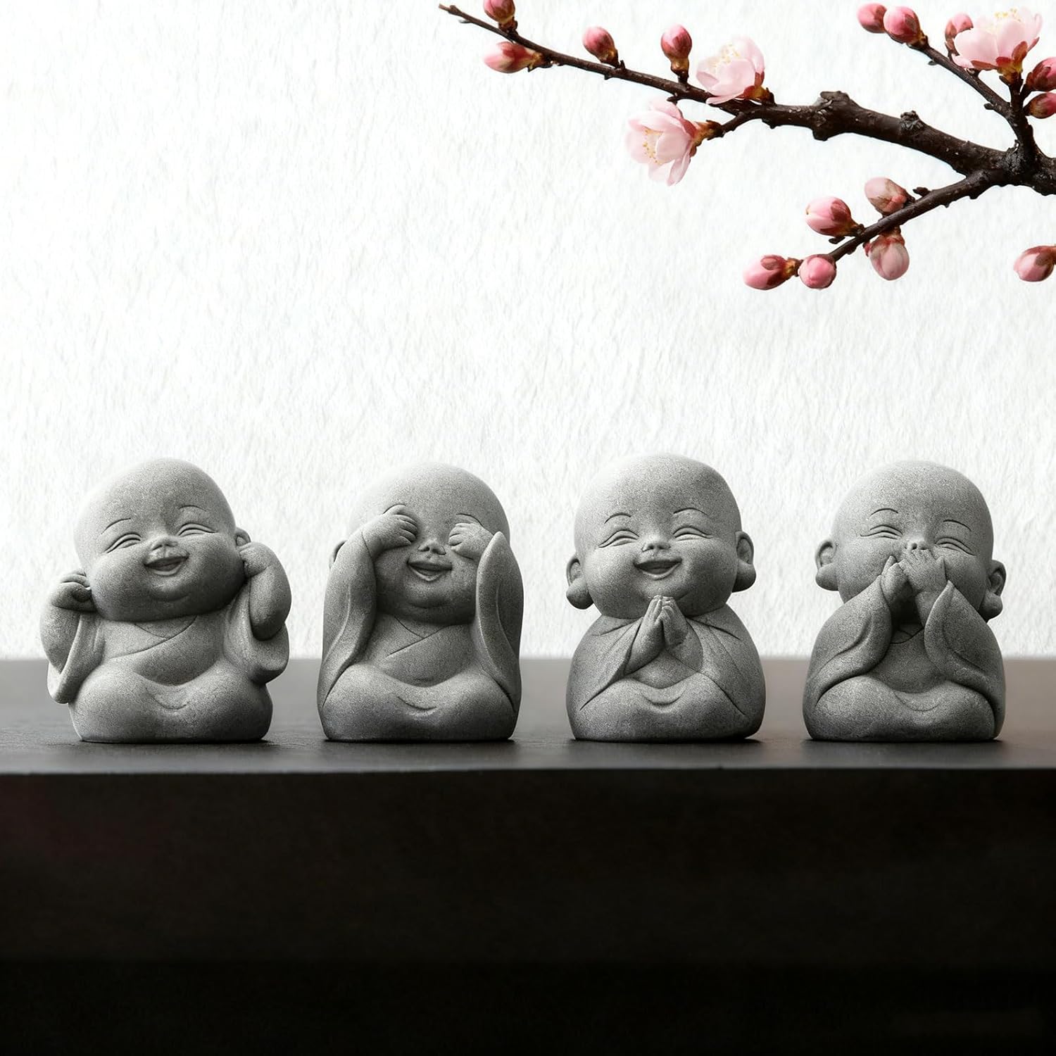 4-Piece Baby Buddha Statue Set