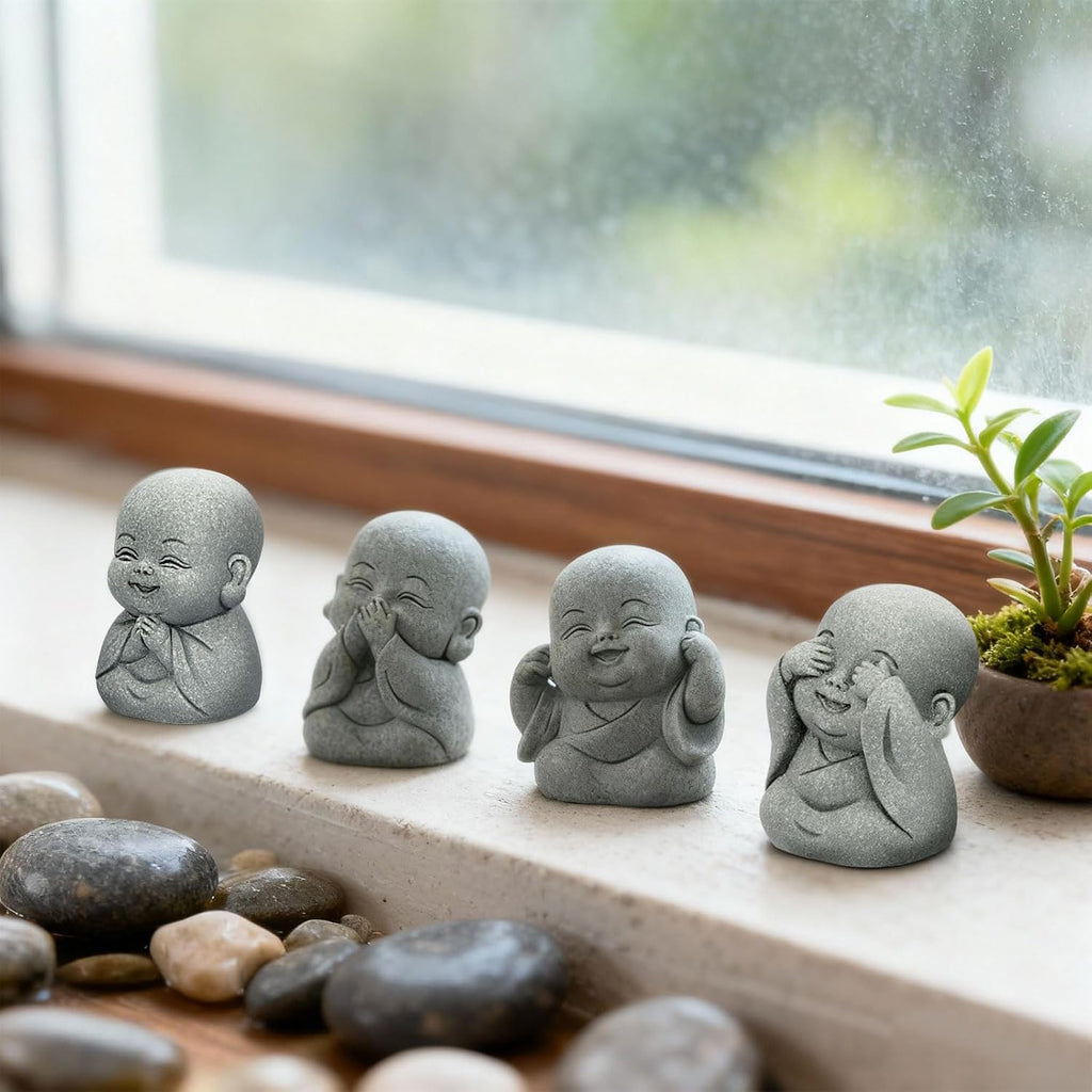 4-Piece Baby Buddha Statue Set