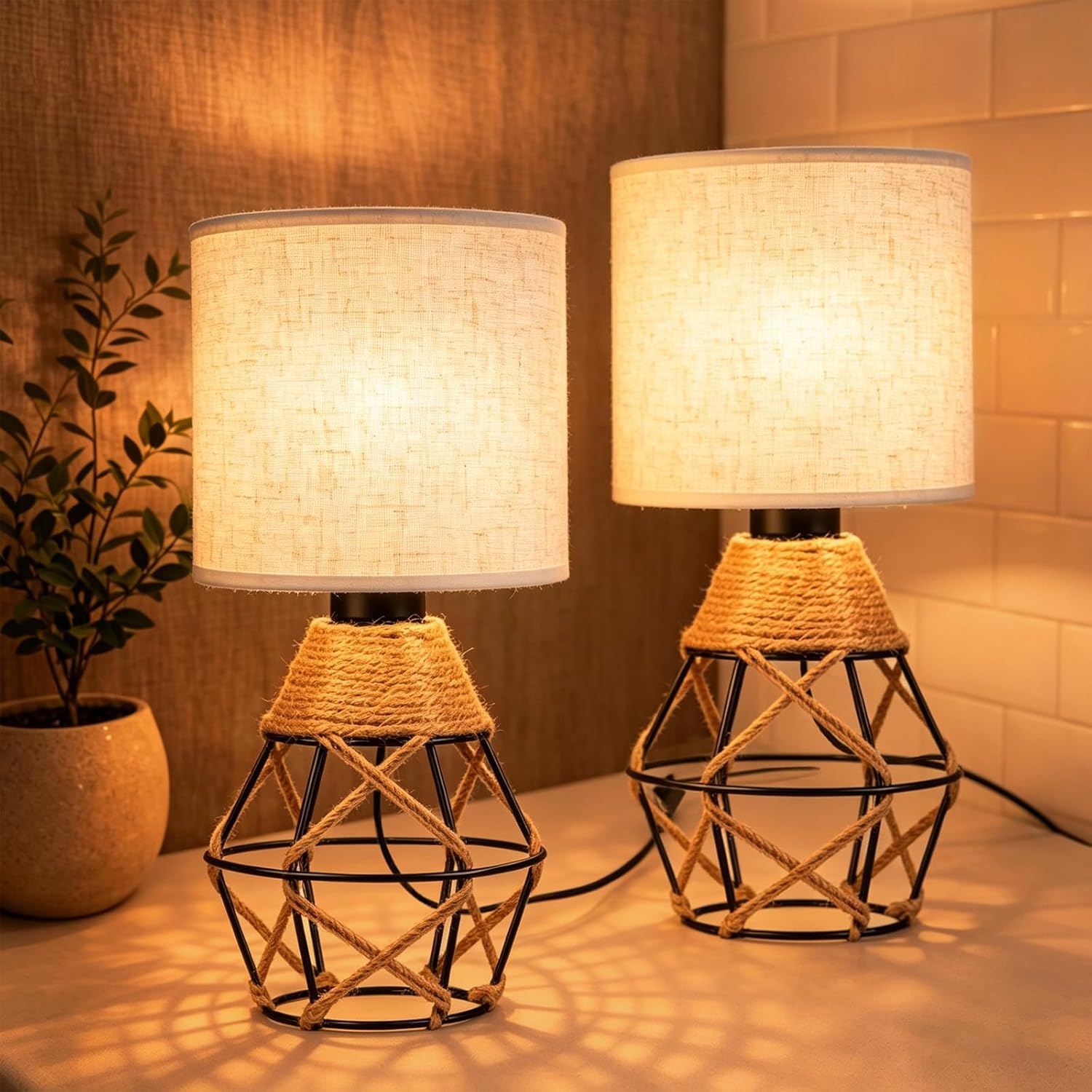 Woven Lamps set of 2