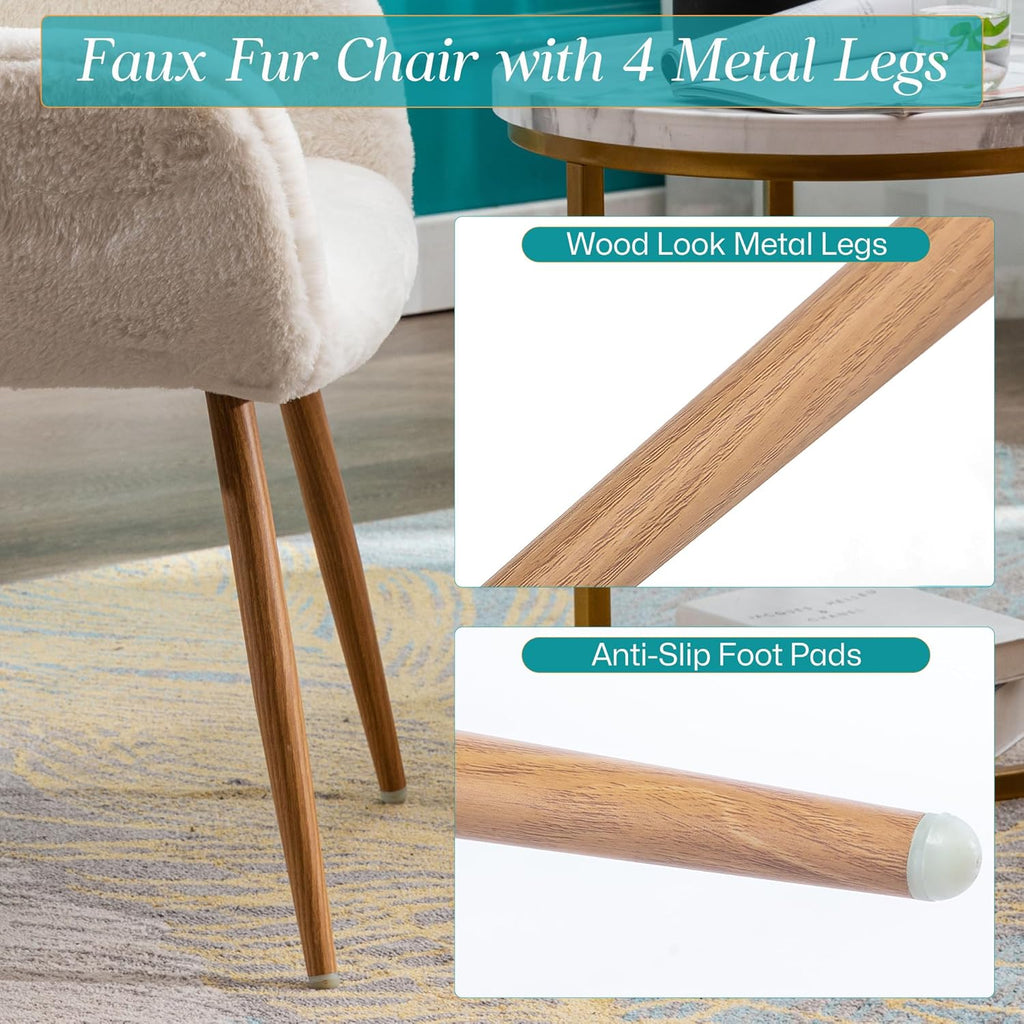 Faux Fur Accent/Office chair (No Wheels)