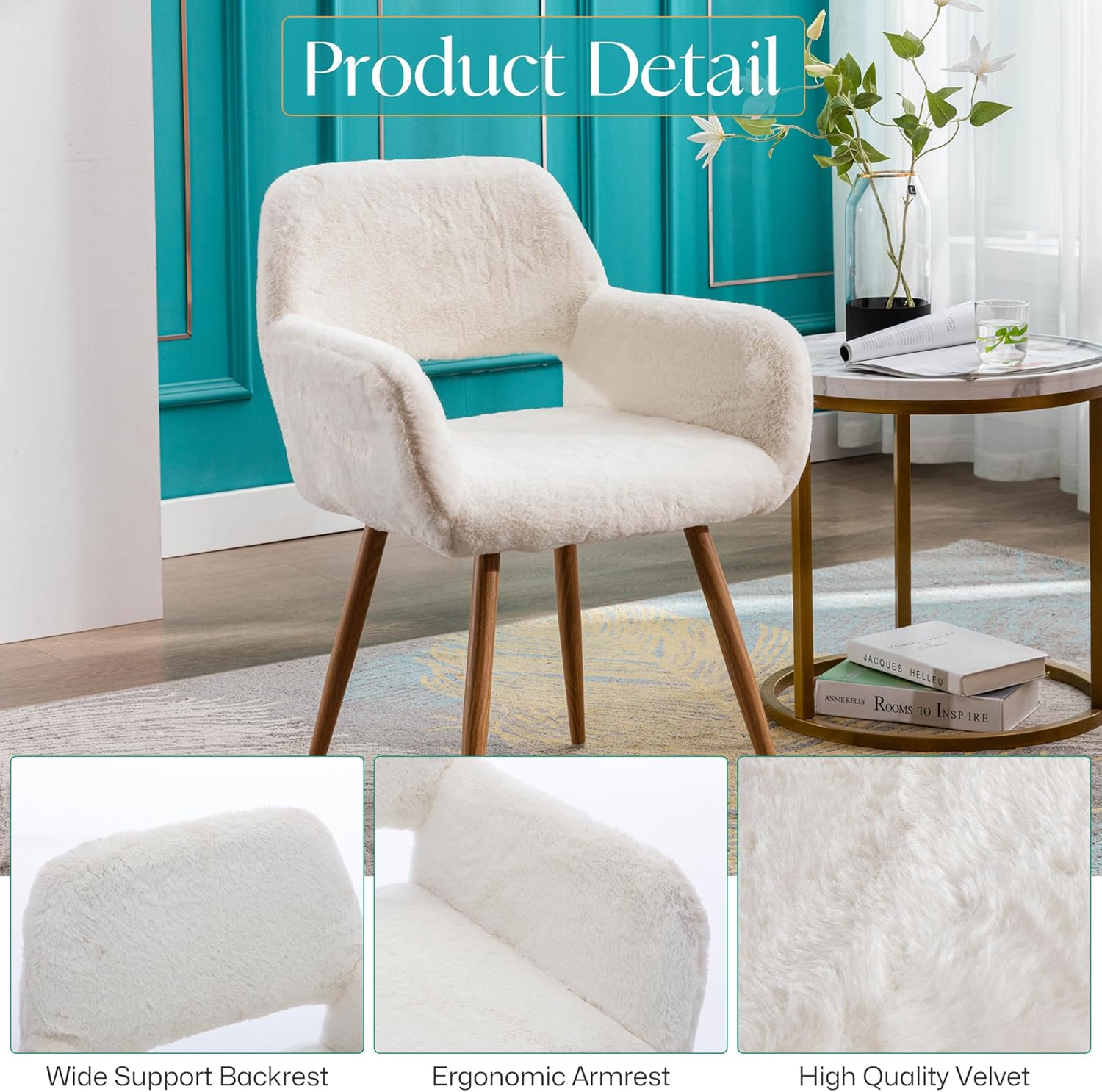 Faux Fur Accent/Office chair (No Wheels)