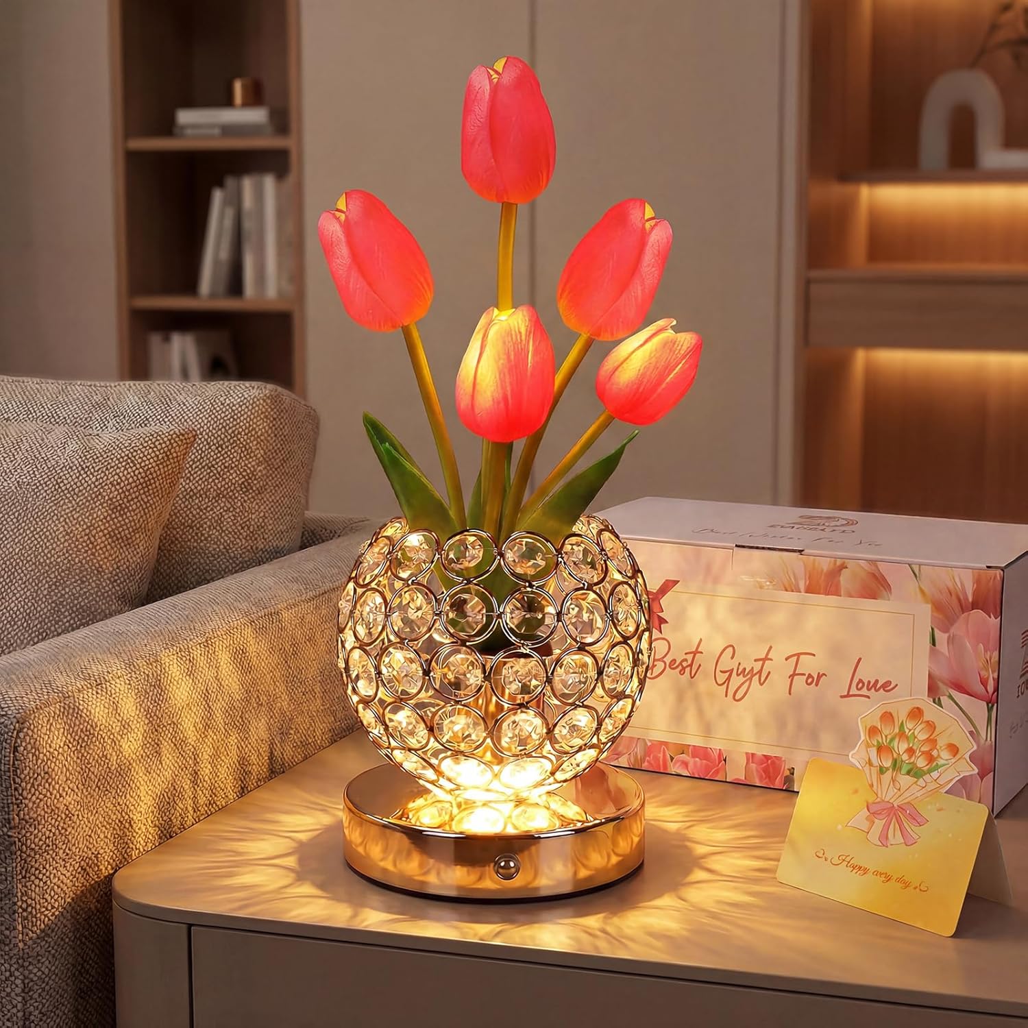 Tulip Flower Crystal Lamp