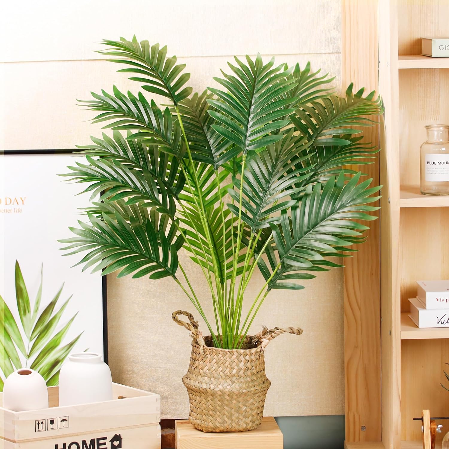 Faux Hand-Woven Potted Palm Tree 28"
