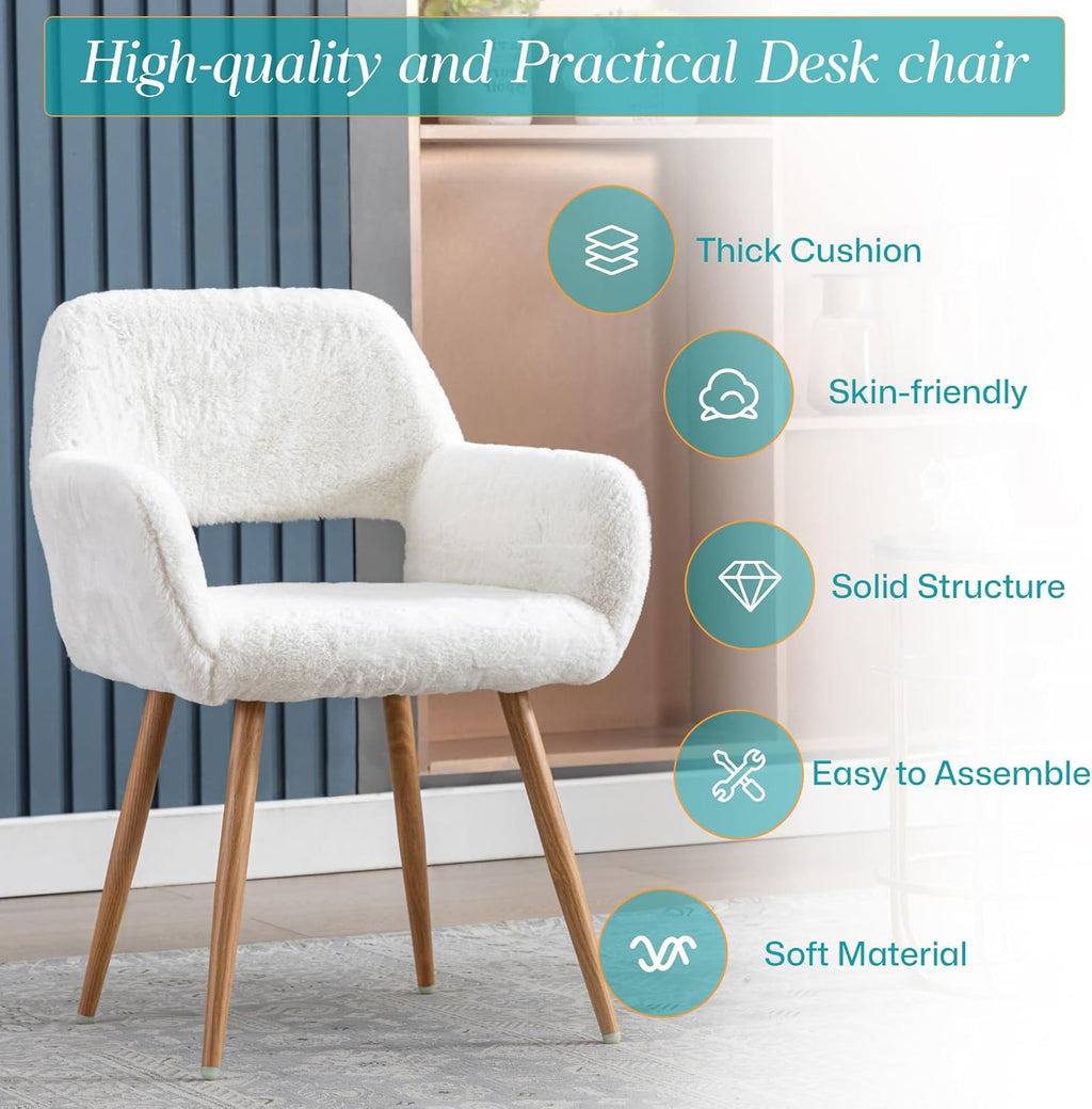 Faux Fur Accent/Office chair (No Wheels)
