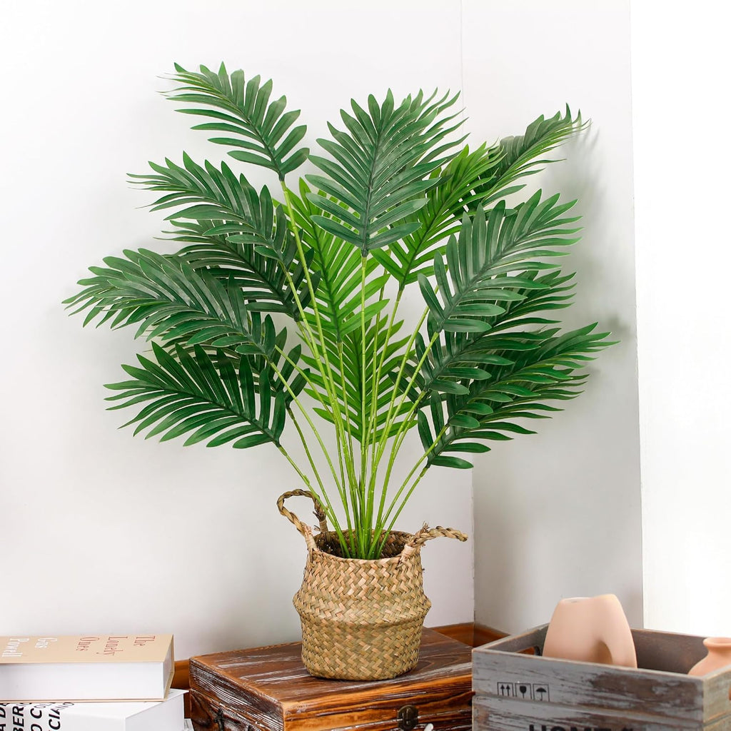 Faux Hand-Woven Potted Palm Tree 28"