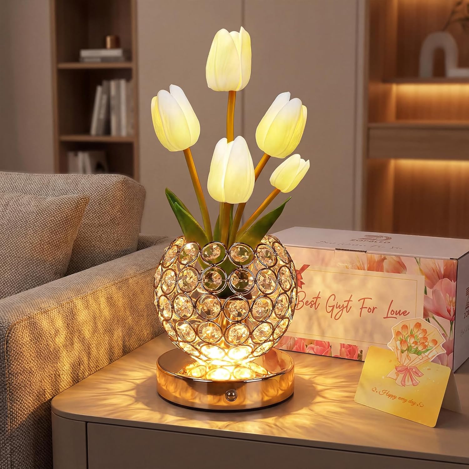 Tulip Flower Crystal Lamp