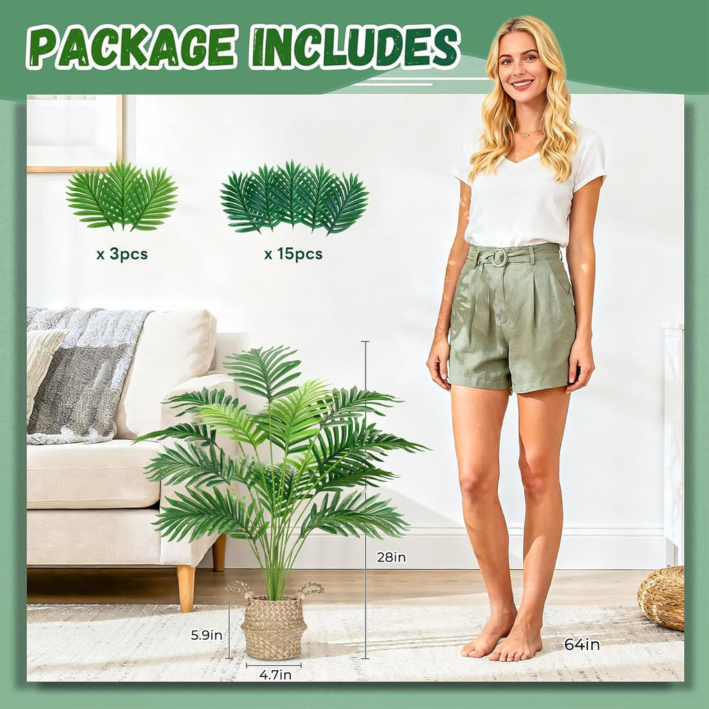 Faux Hand-Woven Potted Palm Tree 28"