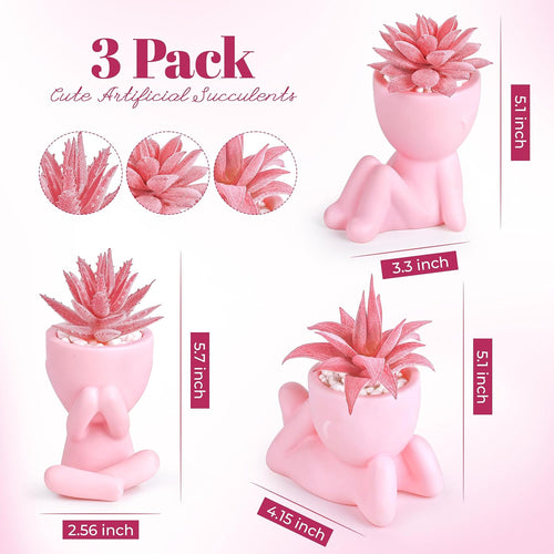 3-Pack Succulent Plants Human Shaped Pots