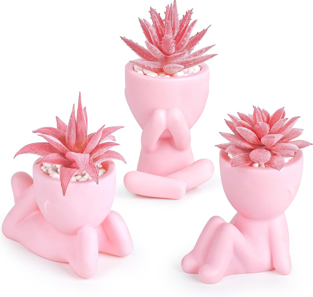 3-Pack Succulent Plants Human Shaped Pots