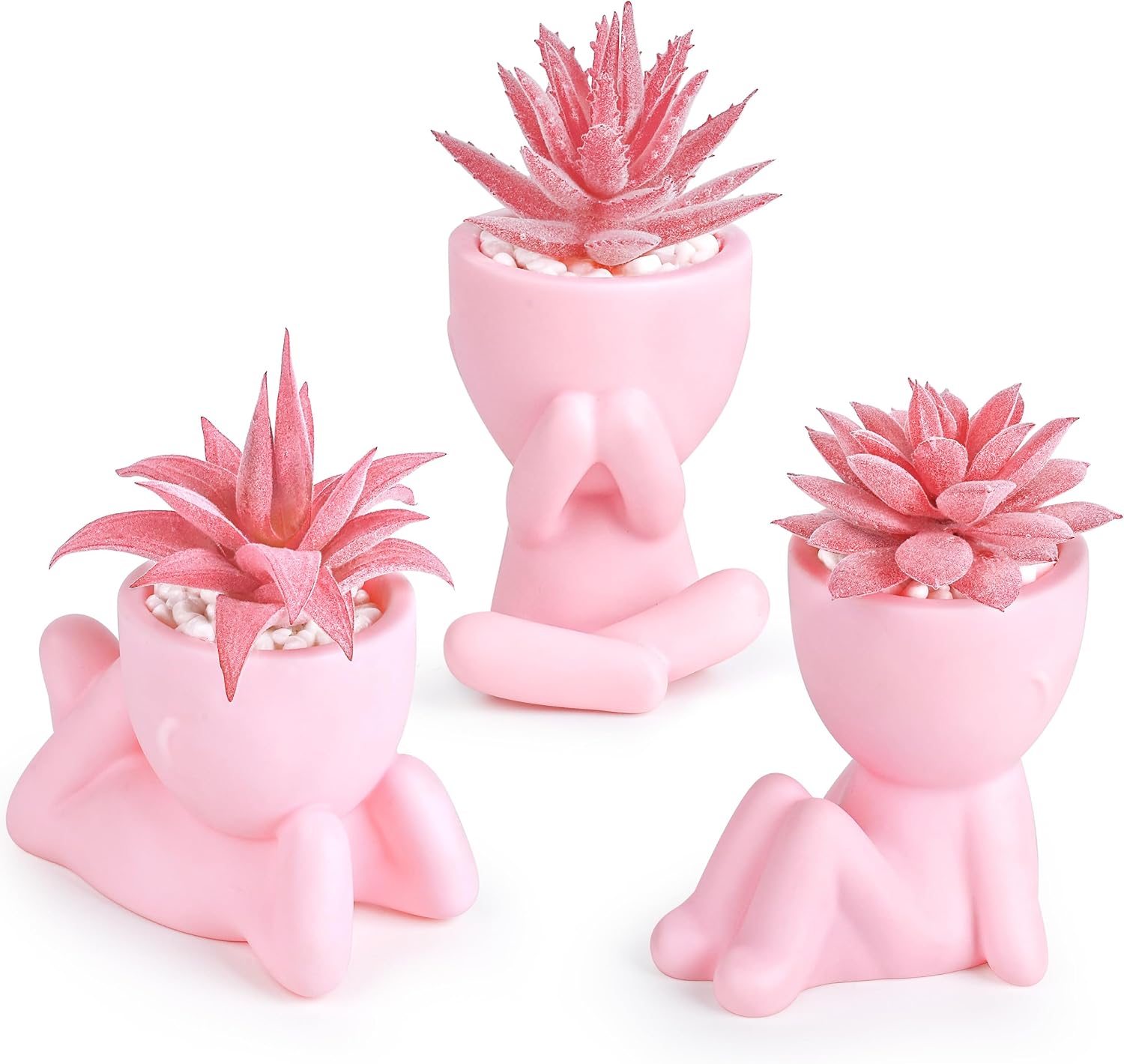 3-Pack Succulent Plants Human Shaped Pots